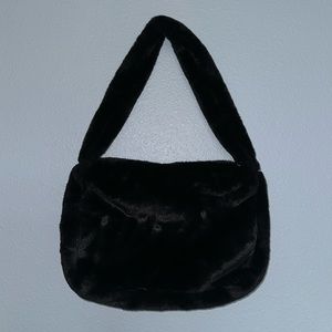 Black Fluffy Shoulder Bag